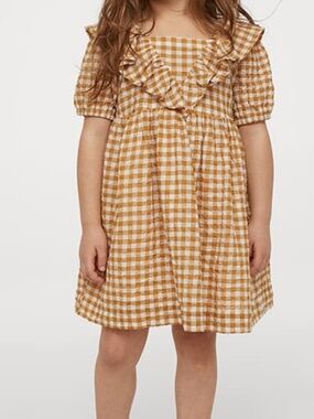 NWT H&M 4/5 yellow gingham ruffled dress hard to find!